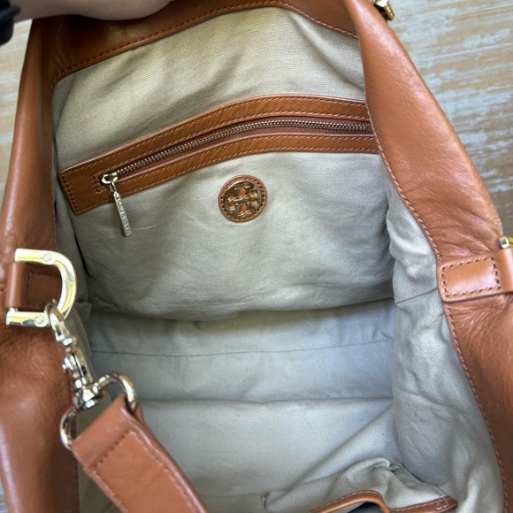 Tory Burch Dena Crossbody Purse Brown Leather Preppy Classic Gold Hardware - Picture 5 of 16